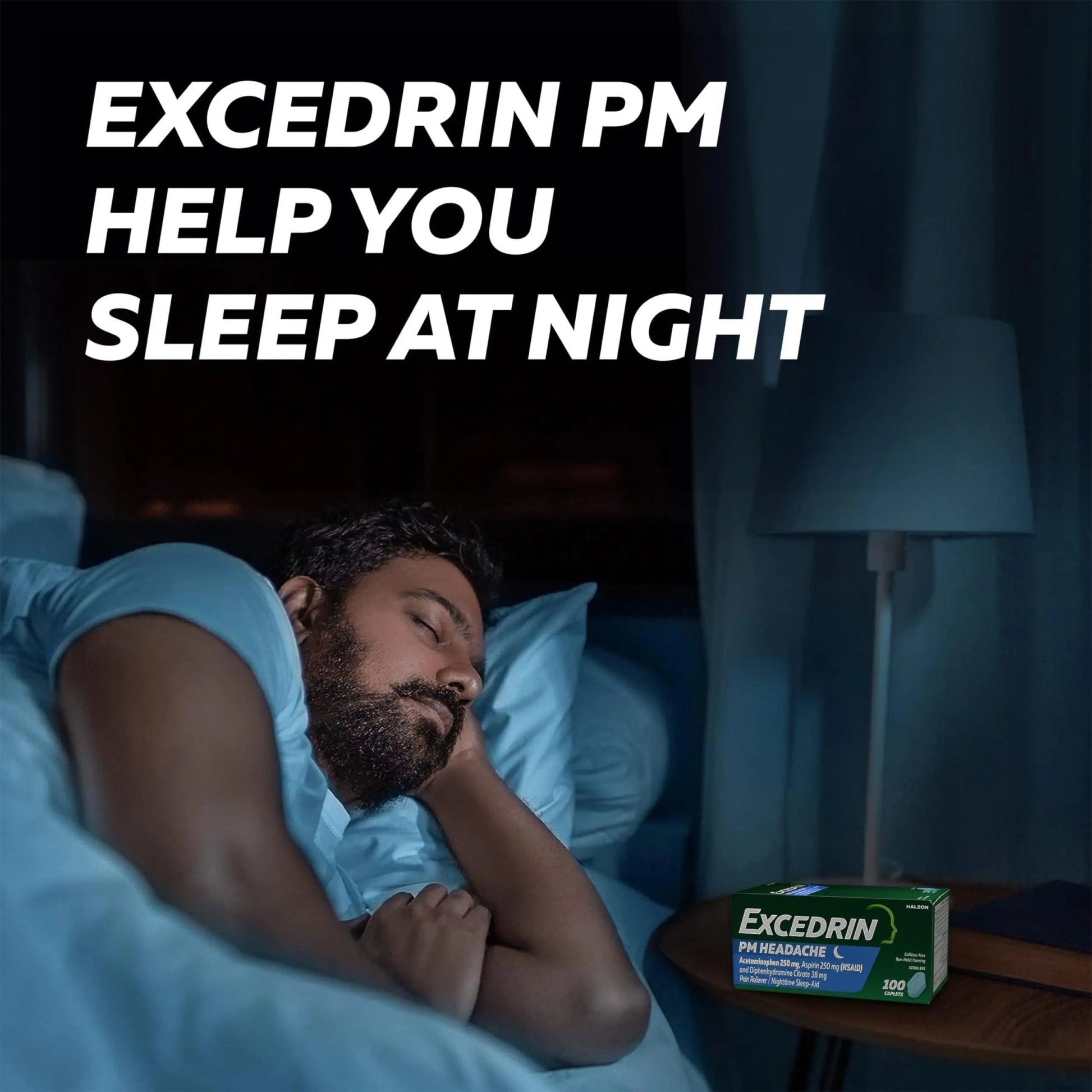 Excedrin PM for Headache Relief, Acetaminophen 250mg, Aspirin 250mg, Diphenhydramine Citrate 38mg, Pain Reliever, Nighttime Sleep-Aid, 24 Count - Maple Wellness Supplements