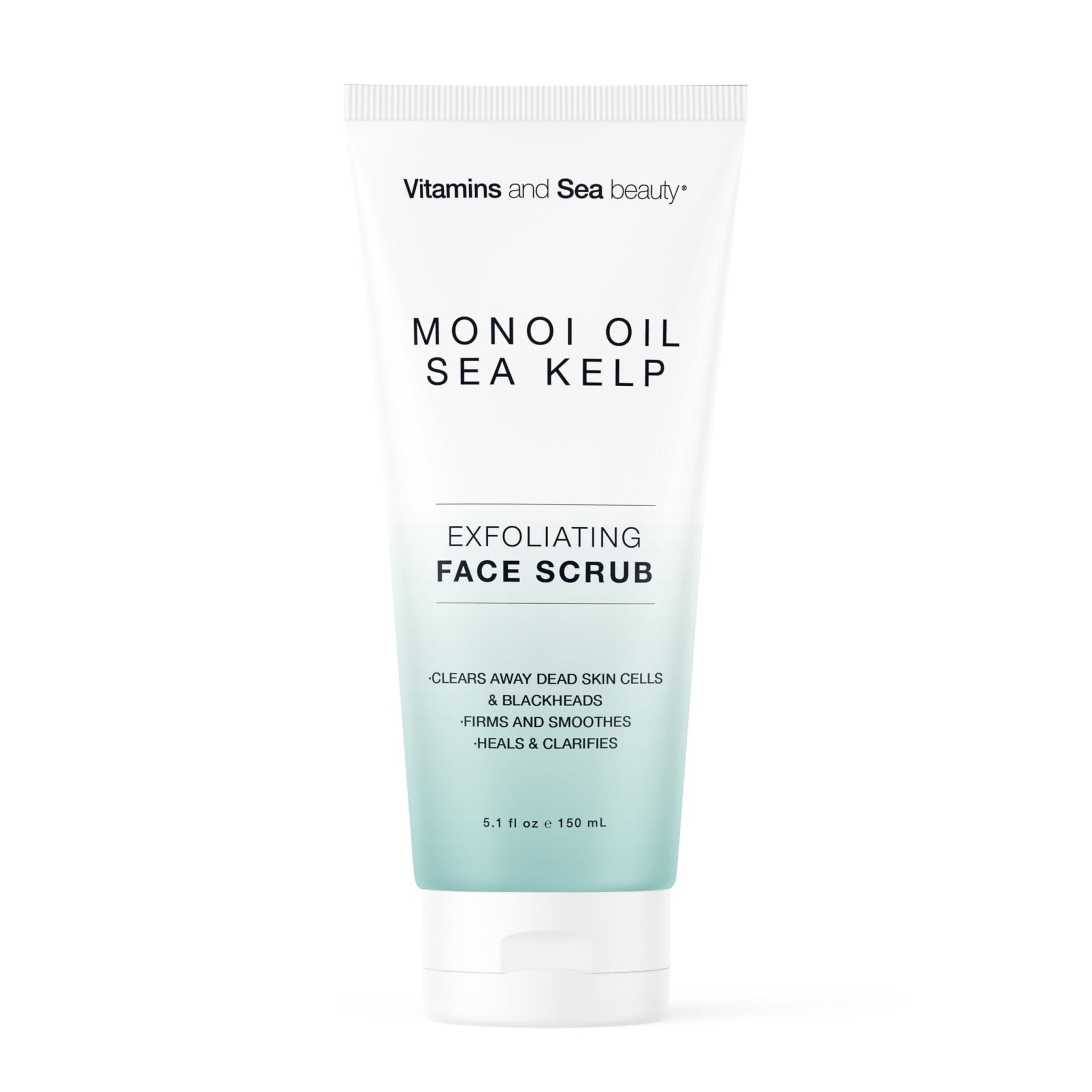 Exfoliating Face Scrub with Monoi Oil & Sea Kelp – Clarifying & Firming Facial Exfoliator with Natural Pumice – Vegan, Paraben-Free, 5.1 fl oz - Maple Wellness Supplements
