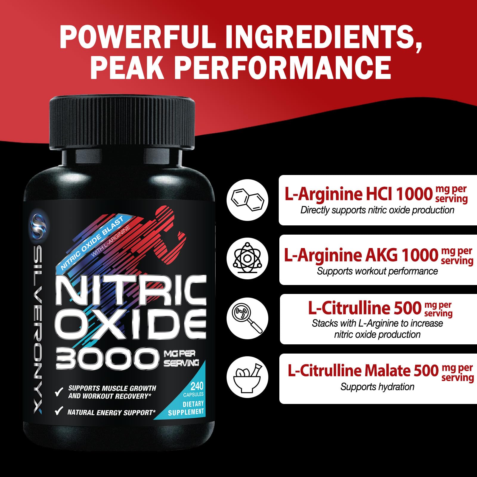 Extra Strength Nitric Oxide Booster - 3X Strength L-Arginine AKG & Citrulline Malate - Men & Women Premium Pre Workout Nitric Booster - Natural Energy & Muscle Support - Maple Wellness Supplements