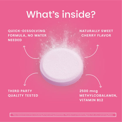 EZ Melts Dissolvable B12 2,500 mcg - Vitamin B12 for Energy & Immune Support - Non-GMO, Vegan & Gluten-Free - Maple Wellness Supplements