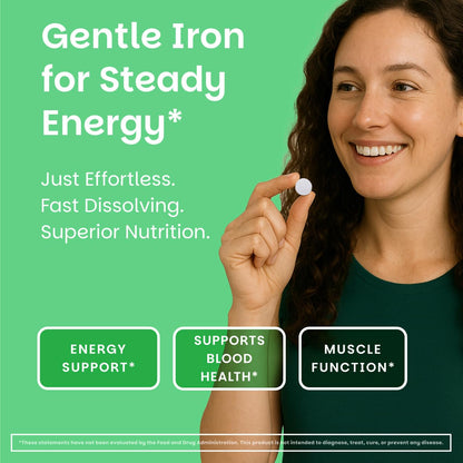 EZ Melts Iron - Supplement for Daily Energy & Iron Support - with Vitamin C - No Artificial Flavors - Non-GMO & Vegan - Zesty Orange - Maple Wellness Supplements