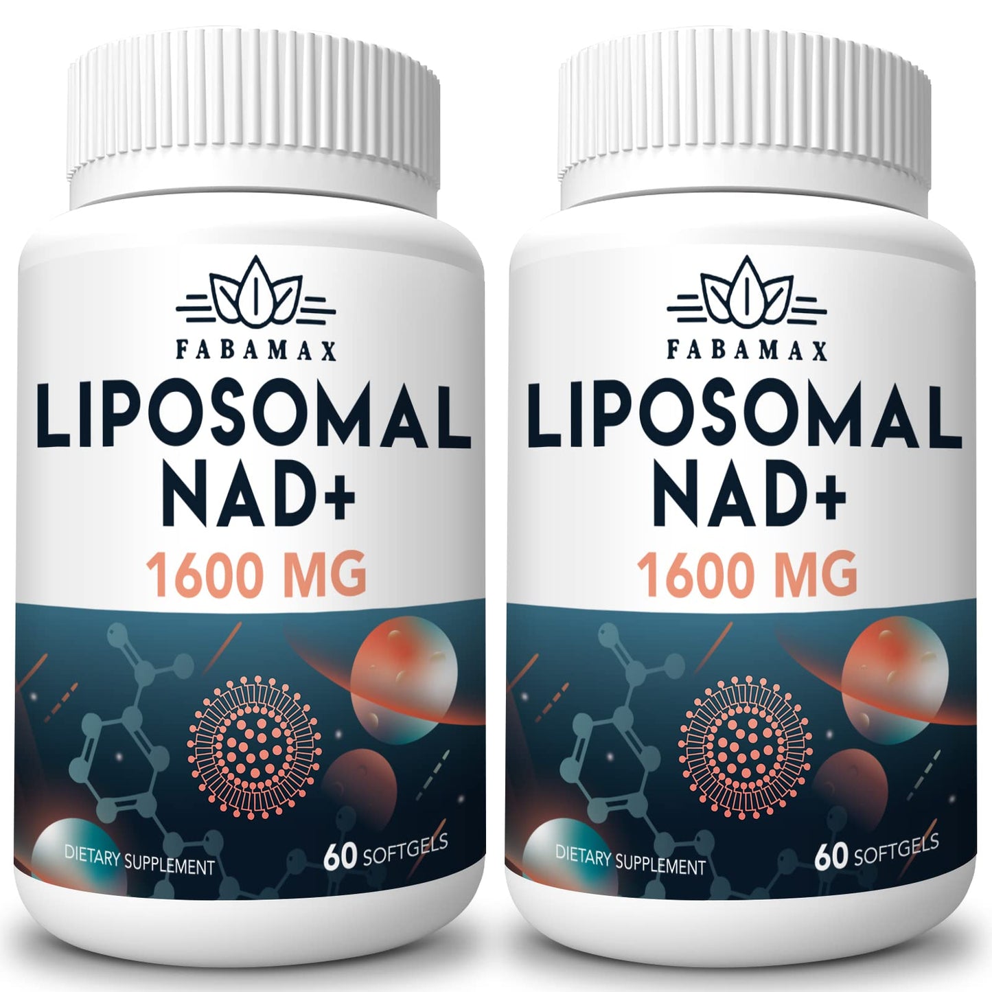 Fabamax 1600 mg Liposomal NAD Supplement, 98% Pure NAD+ Supplement, Superior Absorption, Alternative to Nicotinamide Riboside or NADH to Boost NAD+ for Aging Defense, Energy, Longevity, 120 Softgels - Maple Wellness Supplements