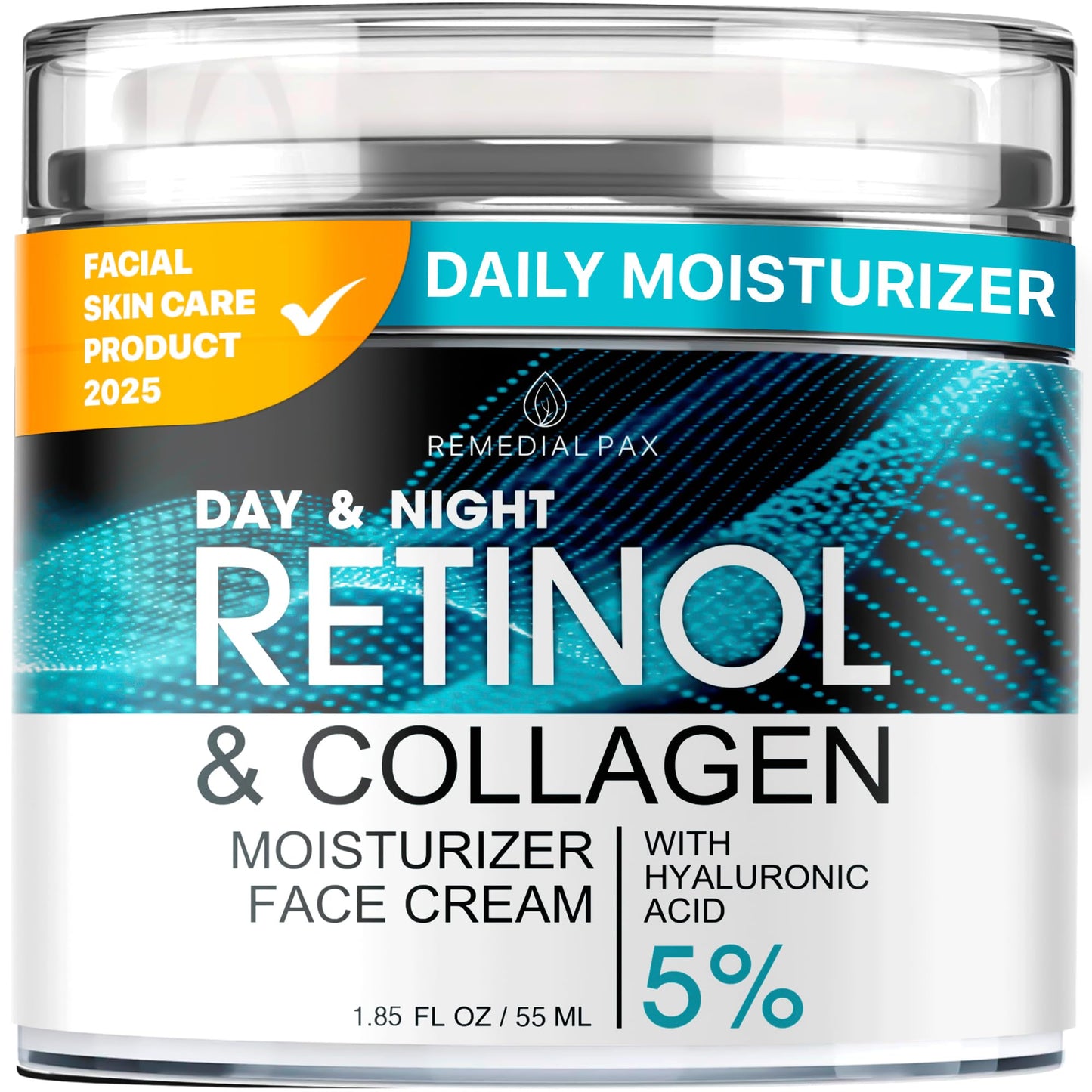 Face Moisturizer Retinol Cream, Anti Aging Neck Firming Cream, Collagen Day & Night Face Cream with Hyaluronic Acid for Women & Men, 1.85 Fl Oz - Maple Wellness Supplements