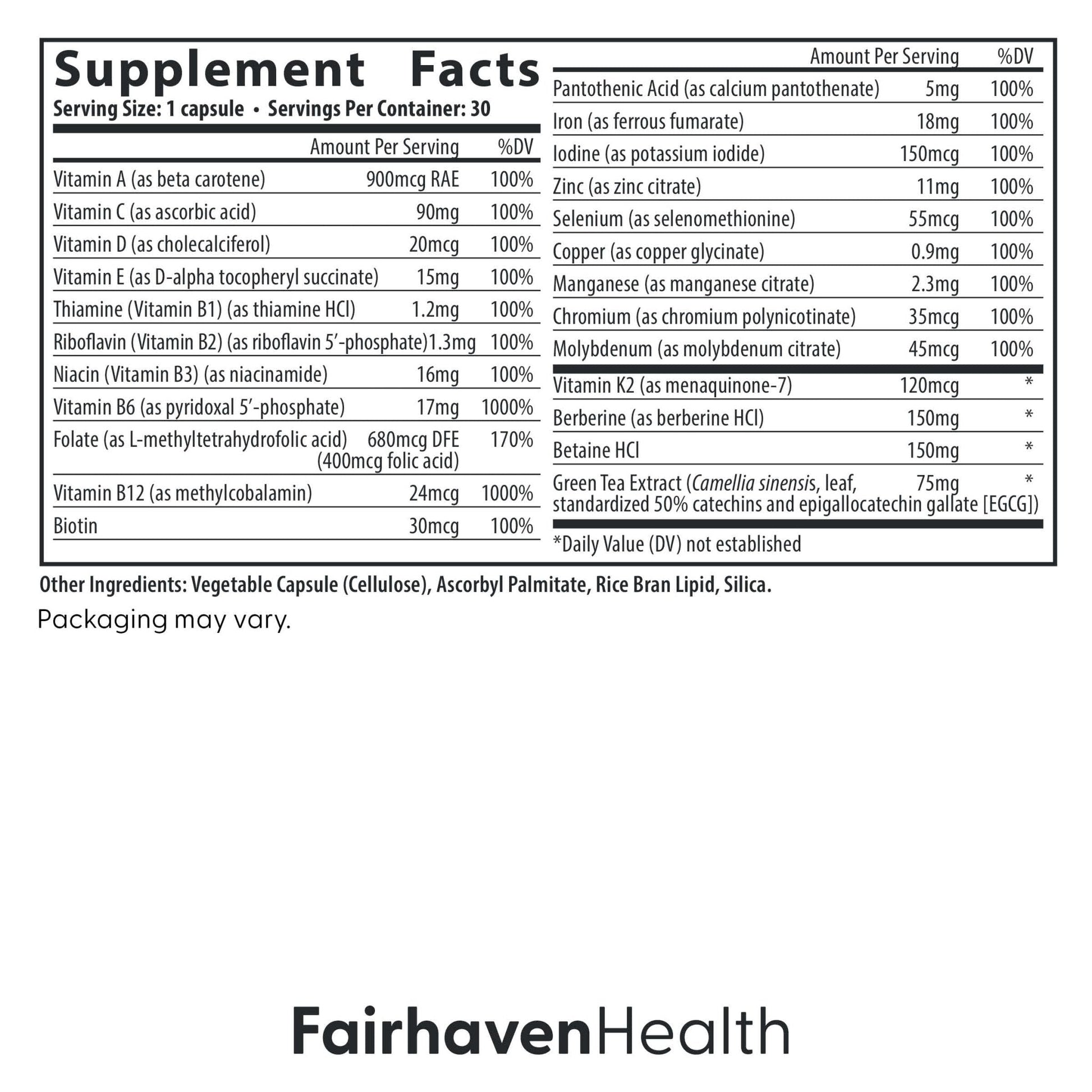 Fairhaven Health Menopause Multivitamin Essentials | Hormone Free Menopause Supplements for Women | Methylated Multivitamin for Women 50 and Over | Non-GMO | Perimenopause Supplements | 30 Capsules - Maple Wellness Supplements
