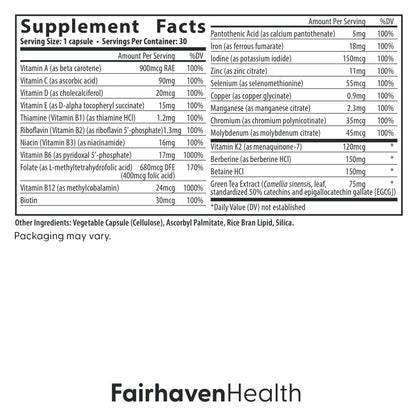 Fairhaven Health Menopause Multivitamin Essentials | Hormone Free Menopause Supplements for Women | Methylated Multivitamin for Women 50 and Over | Non-GMO | Perimenopause Supplements | 30 Capsules - Maple Wellness Supplements