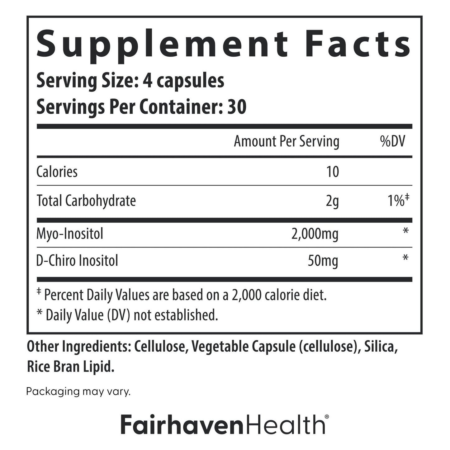 Fairhaven Health Myo-Inositol and D-Chiro Inositol Supplement for Women | 40:1 Ratio | Female Fertility Supplement for Women and Hormone Balance* | Vegan | 120 Myo & D-Chiro Inositol Capsules - Maple Wellness Supplements