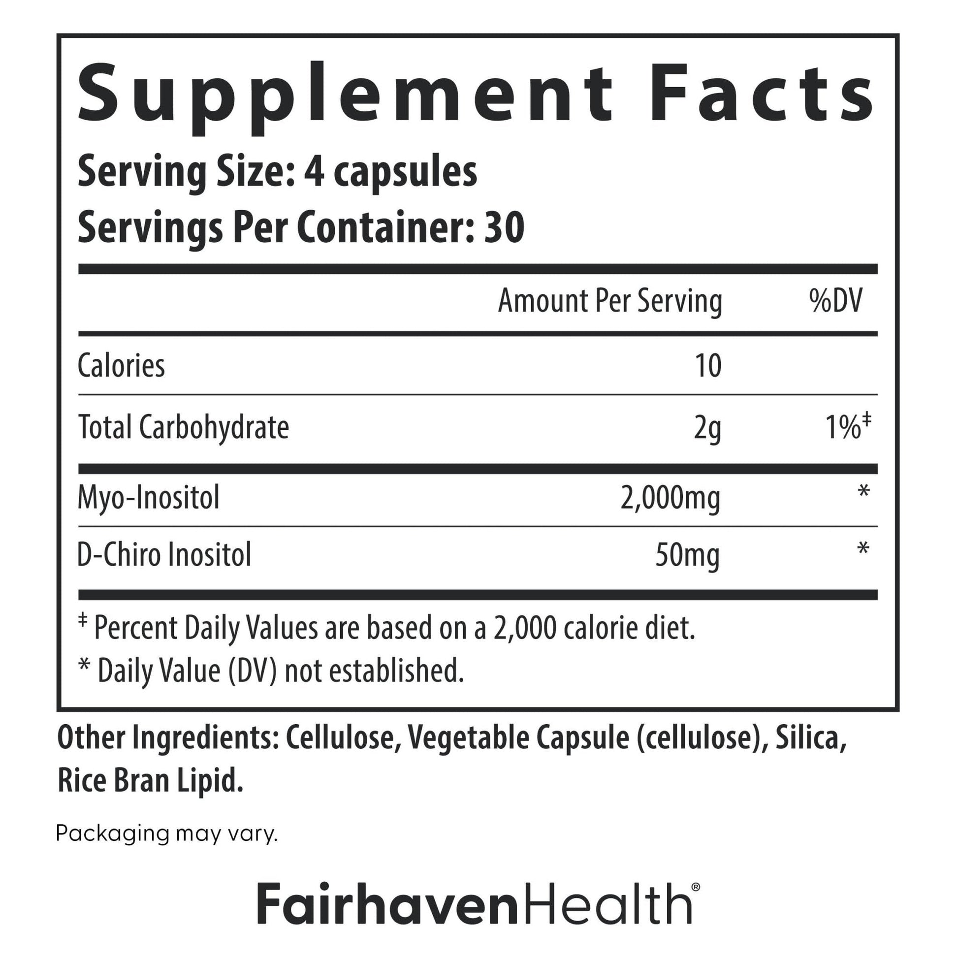 Fairhaven Health Myo-Inositol and D-Chiro Inositol Supplement for Women | 40:1 Ratio | Female Fertility Supplement for Women and Hormone Balance* | Vegan | 120 Myo & D-Chiro Inositol Capsules - Maple Wellness Supplements