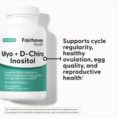 Fairhaven Health Myo-Inositol and D-Chiro Inositol Supplement for Women | 40:1 Ratio | Female Fertility Supplement for Women and Hormone Balance* | Vegan | 120 Myo & D-Chiro Inositol Capsules - Maple Wellness Supplements