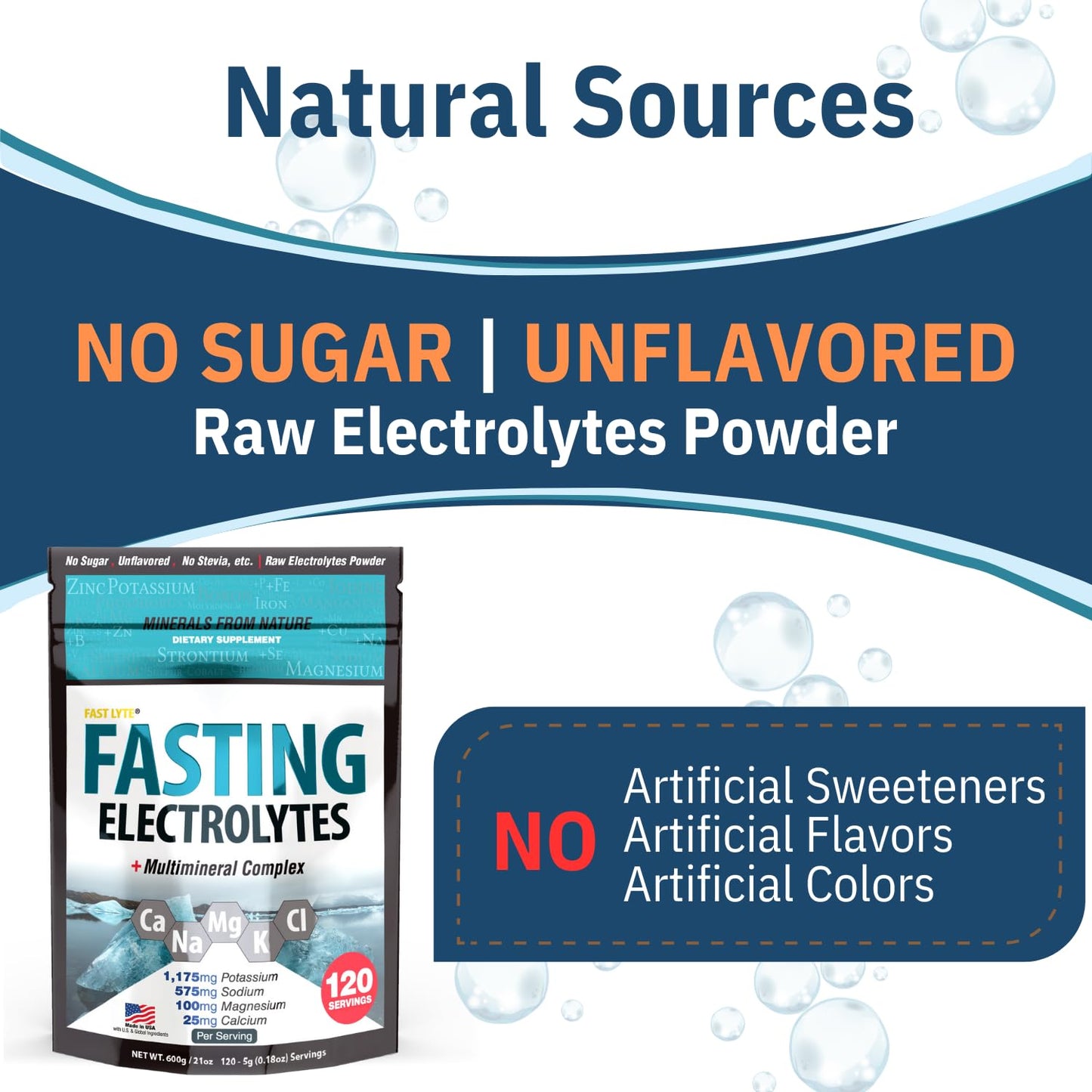 Fast Lyte Fasting Electrolyte Supplement Powder | No Sugar Unflavored Raw Electrolytes | 25% RDI Magnesium and Potassium with Trace Minerals | Carnivore & Keto Friendly - Maple Wellness Supplements