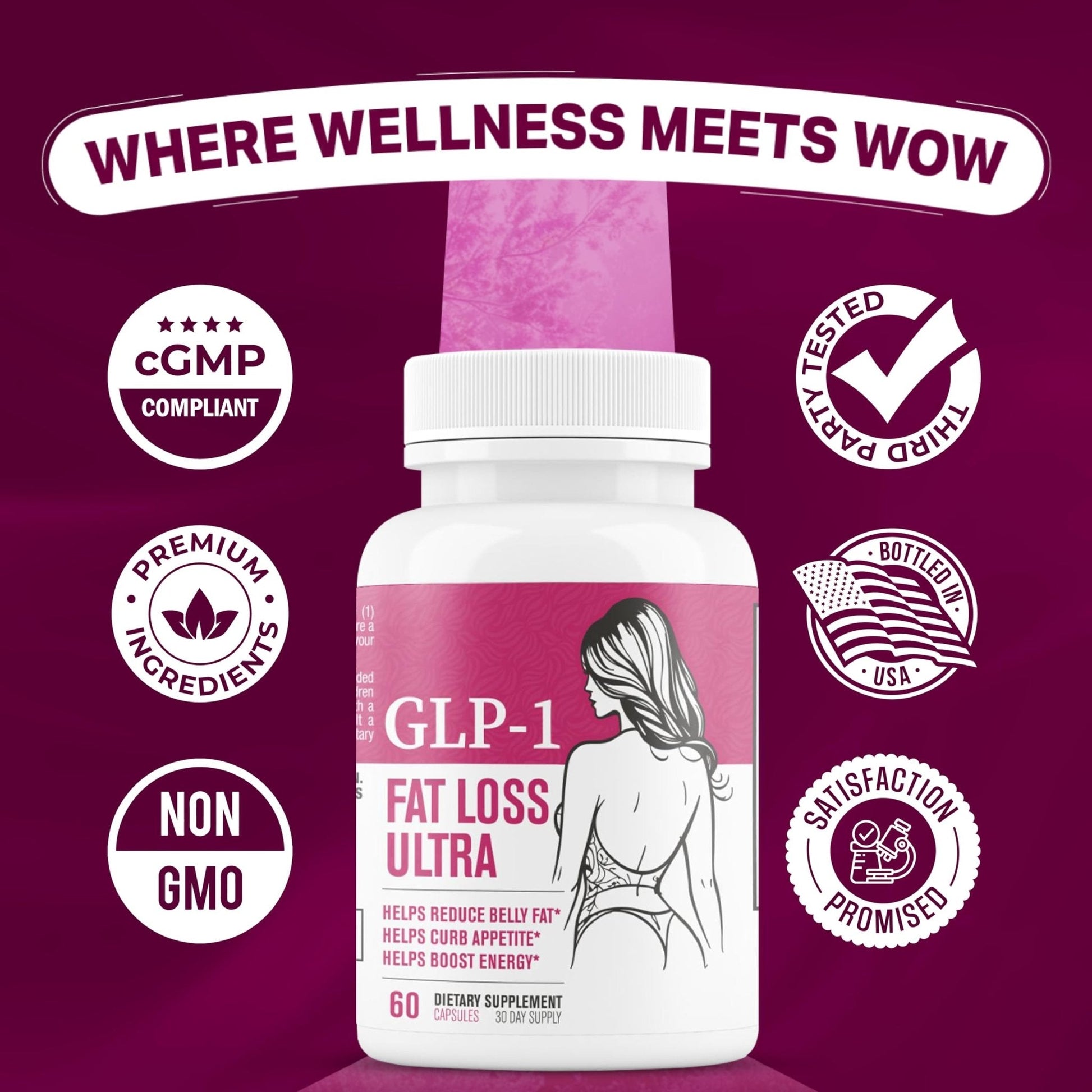 Fat Loss Ultra Appetite Suppressant & for Women | Supports Healthy Pathways Associated with Activity | 3rd Party Tested Supplement - 60 Capsules for Adults - Maple Wellness Supplements