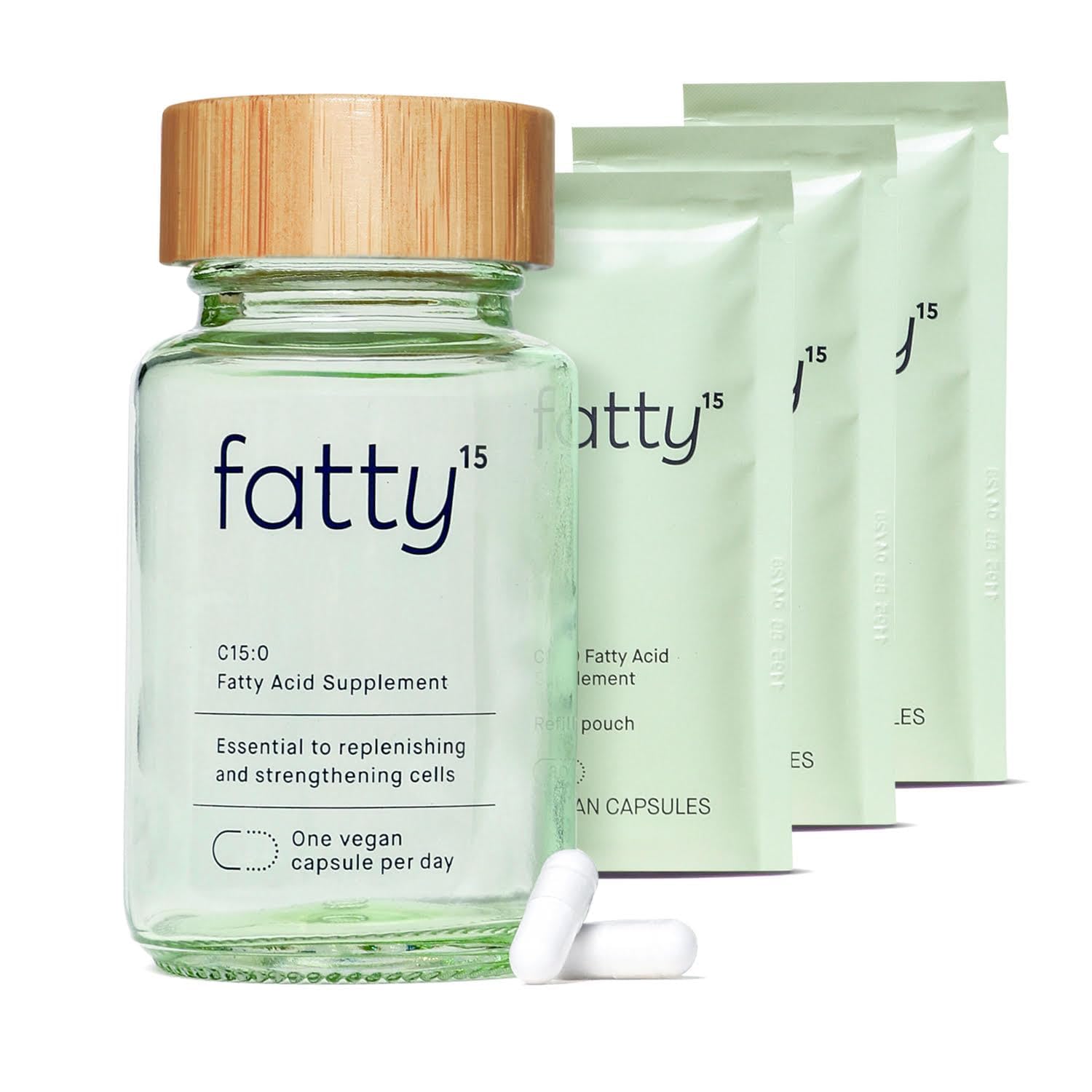 Fatty15 C15:0 Pentadecanoic Acid Supplement The Longevity Nutrient - 90 Vegan Capsules - 3X Cellular Benefits of Fish Oil EPA Omega 3 Supplements - Liver Support & Mitochondrial Health - Maple Wellness Supplements