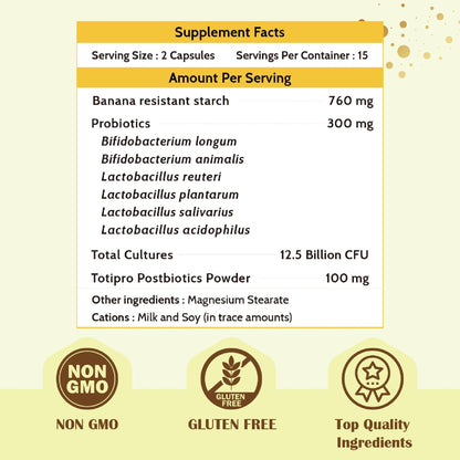 Fecula Biotech Synbiotic for Gut Health | 3-in-1 Daily Prebiotic, Probiotic, Postbiotic for Digestive Health, Bloat & Immune Support - Maple Wellness Supplements