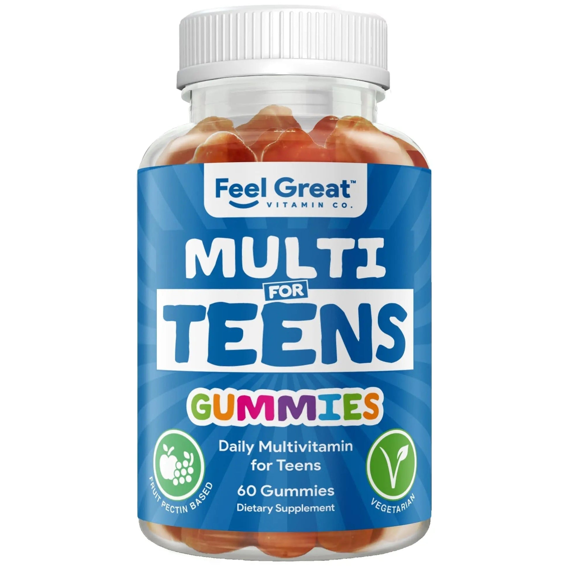 Feel Great Teen Vitamins Multivitamin Gummies | Citrus & Strawberry Flavor for Teen Boys & Girls | for Bone, Muscle & Immune Support | - Maple Wellness Supplements