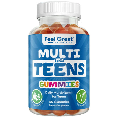 Feel Great Teen Vitamins Multivitamin Gummies | Citrus & Strawberry Flavor for Teen Boys & Girls | for Bone, Muscle & Immune Support | - Maple Wellness Supplements