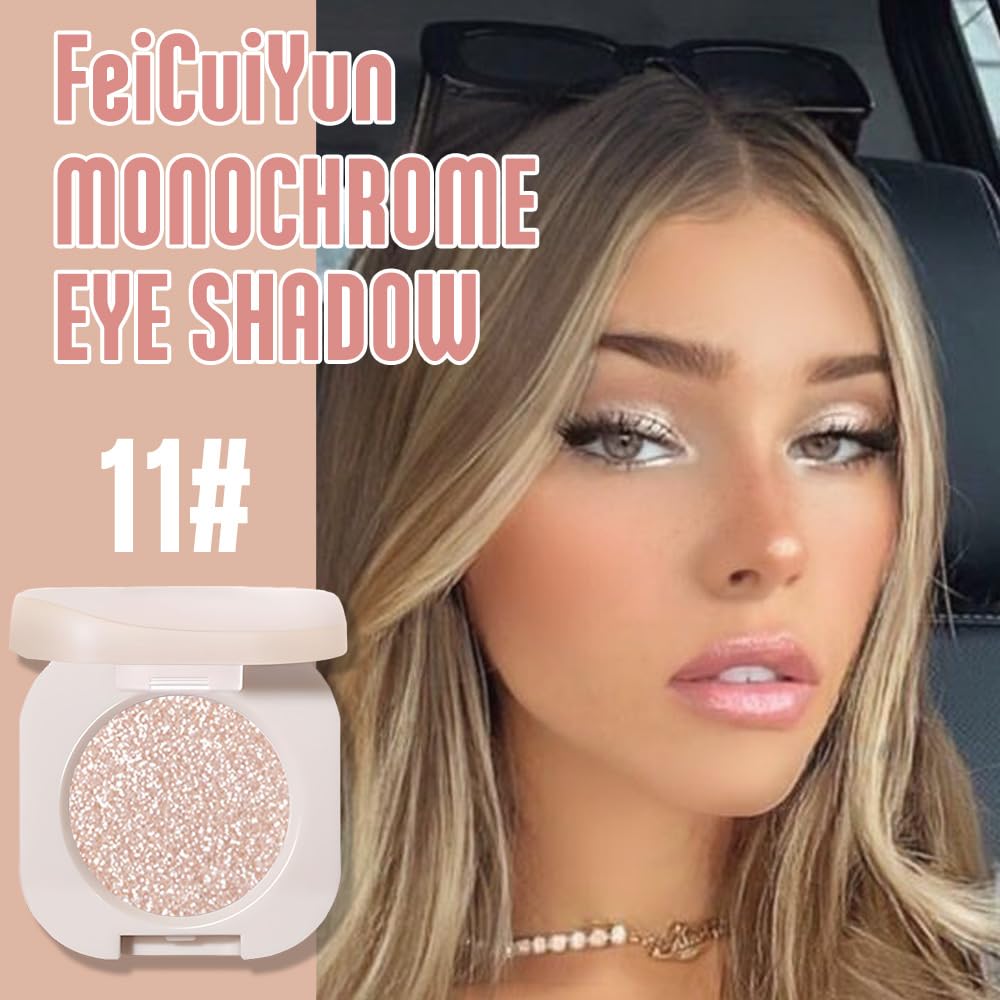 FeiCuiYun Glitter Shimmer Sparkle Eye Shadow Palette Makeup for Older Women, Pearl White Silver Glitter Shimmer Metallic Holographic Iridescent Cream Iridescent Single Monochrome Eyeshadow Makeup, 11 - Maple Wellness Supplements
