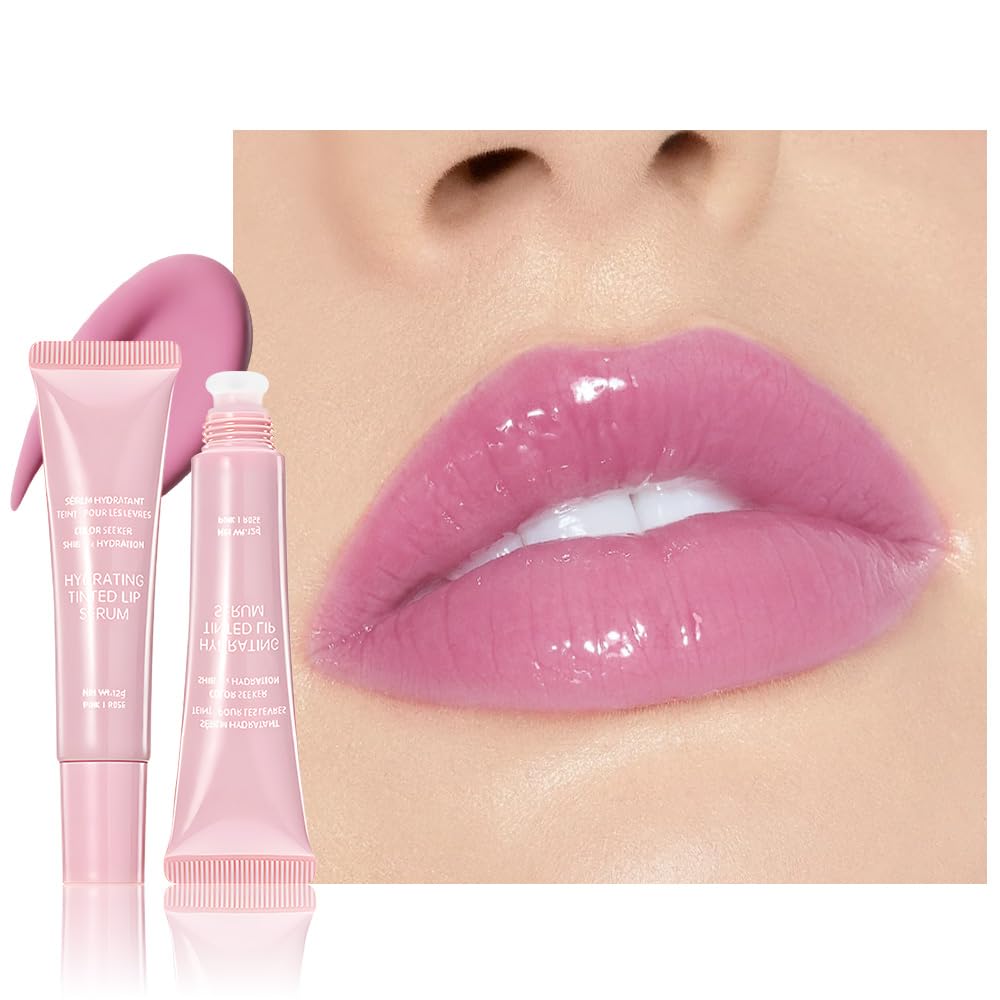 FeiCuiYun Lip Tinted Glowy Balm Hydrating Tinted Lip Serum Lip Gloss, Ultra-Hydrating Natural Vegan Lip Balm, Sheer-Tinted Shine & Hydration, Soothes & Softens Dry Lips Skincare (Light Pink) - Maple Wellness Supplements