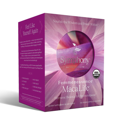 Femmenessence® MacaLife® – Clinically Proven Perimenopausal Organic Vegan Supplement for Natural Hormone Balance, Symptom Relief, Heart & Mood Support (120 Capsules, 60 Day Supply) - Maple Wellness Supplements