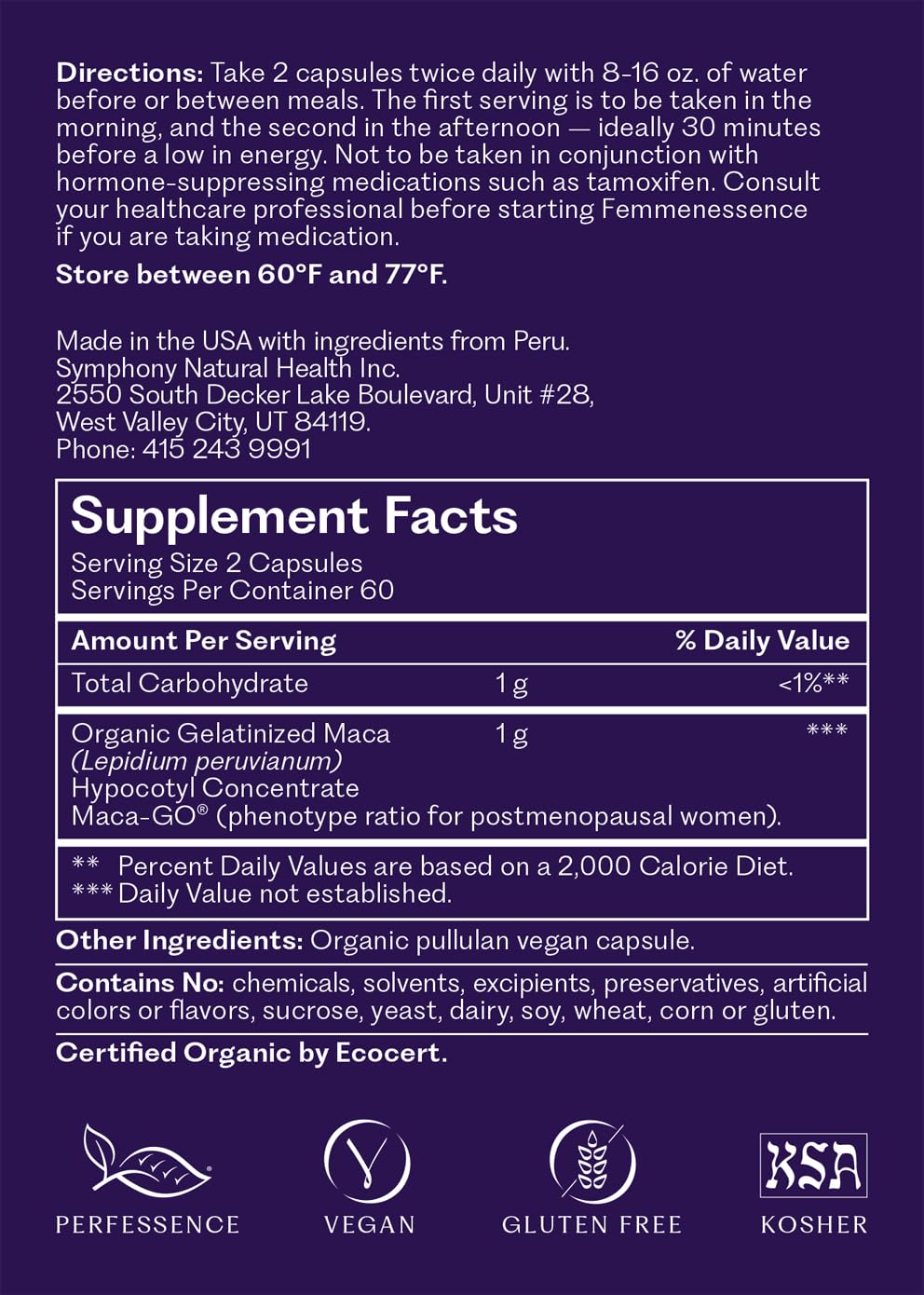 Femmenessence® MacaPause® – Clinically Proven Postmenopausal Organic Vegan Supplement for Natural Hormone Balance, Menopause Symptom Relief, Bone & Heart Health (120 Capsules, 30 Day Supply) - Maple Wellness Supplements
