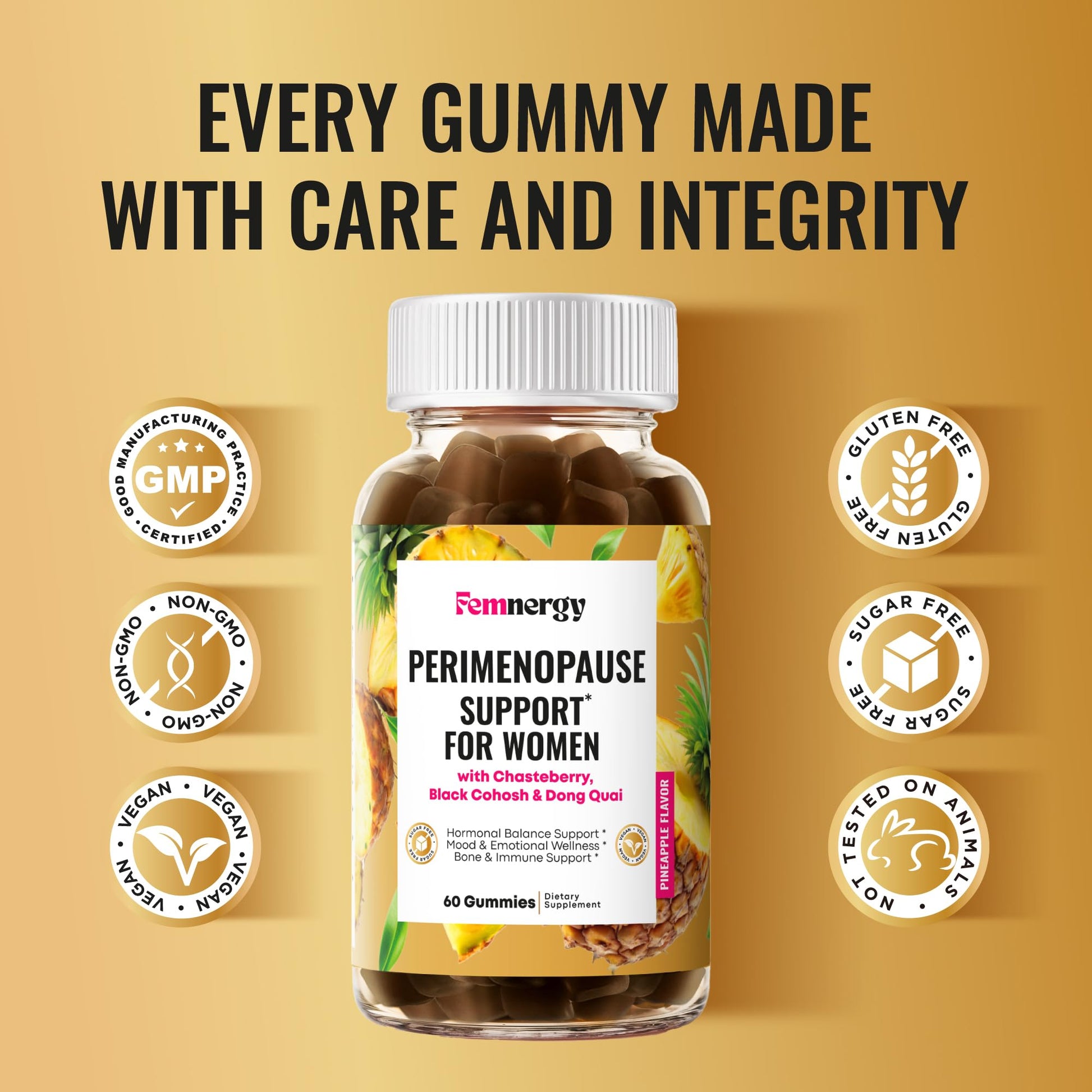Femnergy Perimenopause Support Gummies for Women - Menopause Relief Estrogen & Hormone Balance Supplement with Black Cohosh Chasteberry Vitamins D3 B6 for Hot Flashes Night Sweats & Mood Swings - Maple Wellness Supplements