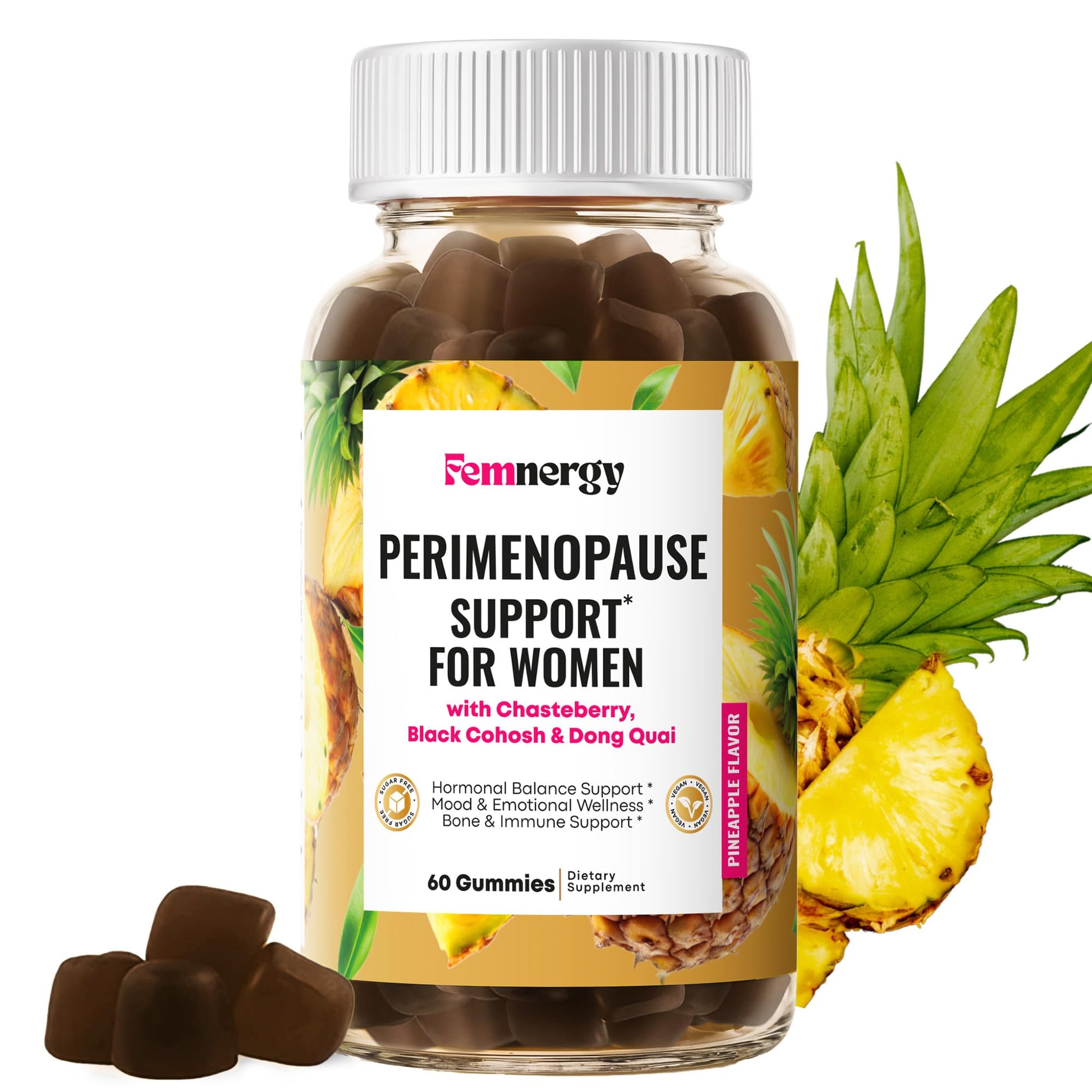 Femnergy Perimenopause Support Gummies for Women - Menopause Relief Estrogen & Hormone Balance Supplement with Black Cohosh Chasteberry Vitamins D3 B6 for Hot Flashes Night Sweats & Mood Swings - Maple Wellness Supplements