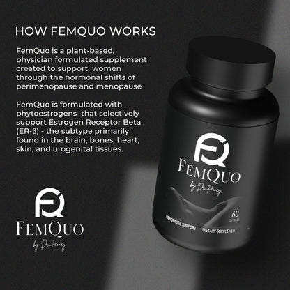 FemQuo by Dr. Honey Menopause & Perimenopause Support for Women Non Hormonal OBGYN Formulated with Rhapontic Rhubarb Red Clover Hops &Sage to Help Hot Flashes Night Sweats Sleep and Mood 60 Capsules - Maple Wellness Supplements