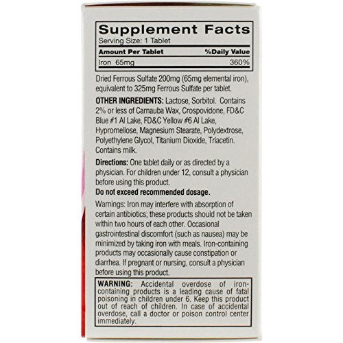 Feosol Original Iron Supplement Tablets, Non-heme, 65mg Iron per Pill, 1 Per Day, 120ct, 4 Month Supply, for Energy and Immune System Support, Made in USA - Maple Wellness Supplements