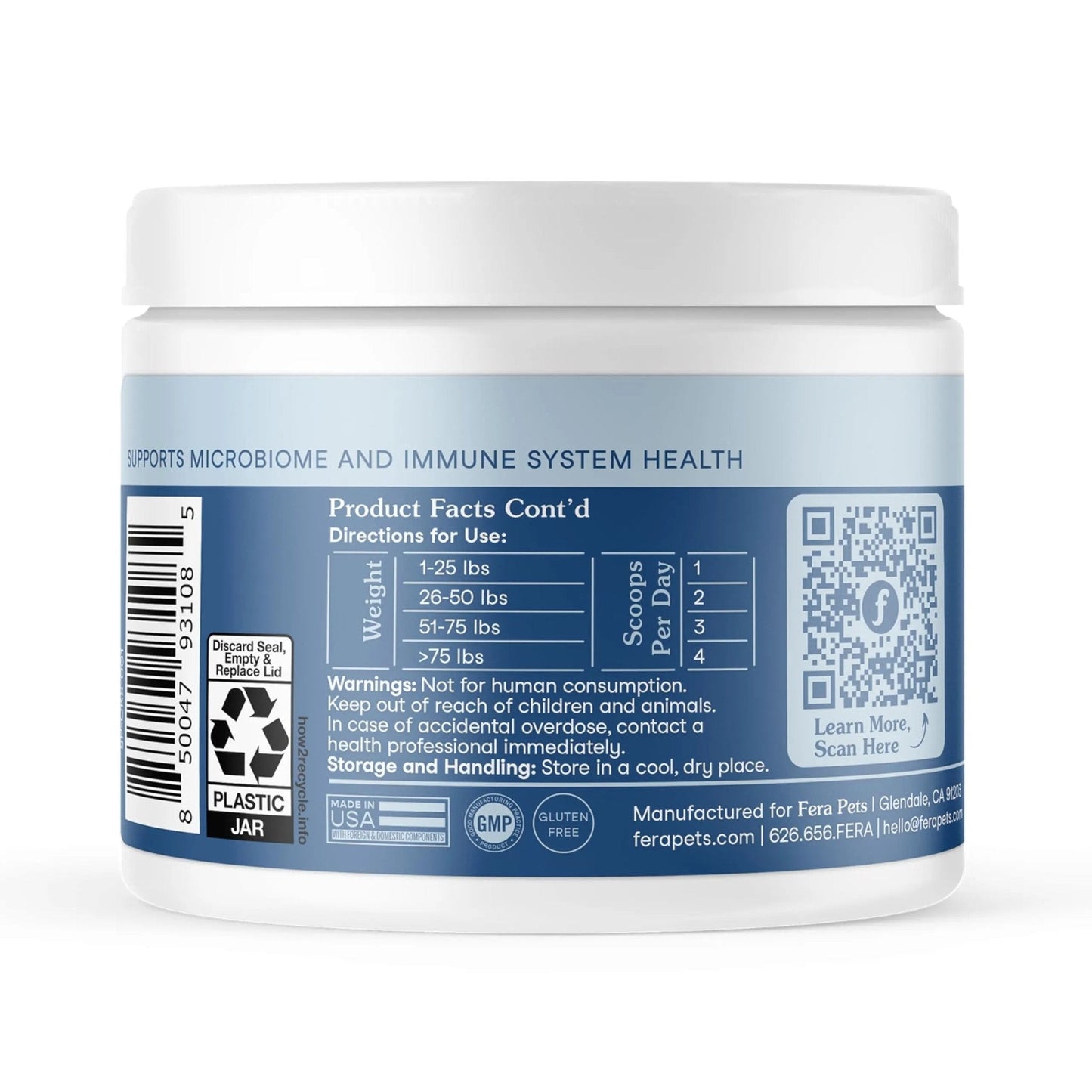 Fera Pets Postbiotics Plus Prebiotics for Dogs & Cats - with Slippery Elm - Promotes Optimal Digestive Health & Inflammatory Response - Enhances Immunity - 120 Scoops - Maple Wellness Supplements