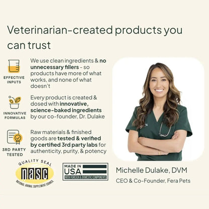 Fera Pets Postbiotics Plus Prebiotics for Dogs & Cats - with Slippery Elm - Promotes Optimal Digestive Health & Inflammatory Response - Enhances Immunity - 120 Scoops - Maple Wellness Supplements