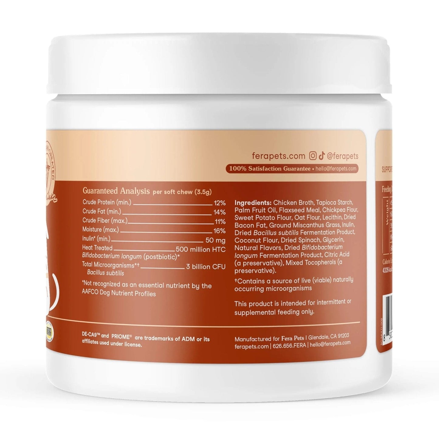 Fera Pets Probiotics for Dogs with Prebiotics and Postbiotics - Full Spectrum Gut Health Support - Promotes a Balanced Gut Microbiome - Boosts Immune Health - 30 Soft Chews - Maple Wellness Supplements