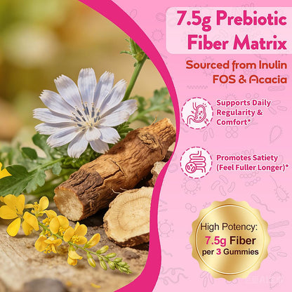 Fiber Gummies 7500mg, Probiotics & Digestive Enzymes, Sugar-Free, Vegan & Gluten-Free Supplement for Gut Health, Bloating Support & Regularity) - Maple Wellness Supplements