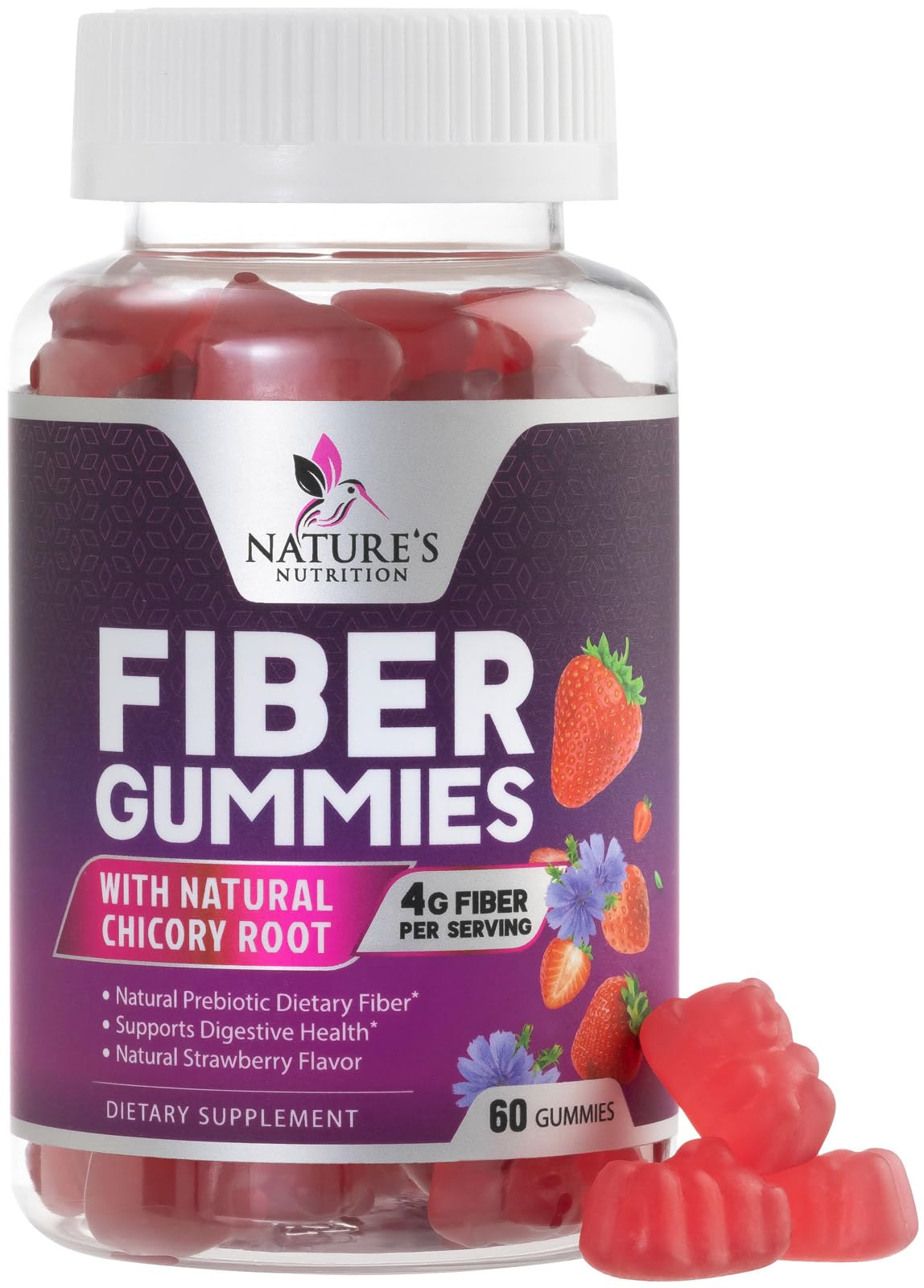 Fiber Gummies for Adults - Soluble Fiber 4g Per Serving - Plant-Based Prebiotic Fiber Supplement for Digestive Health, Gut Health, & Regularity Support - Vegan Gummy - Maple Wellness Supplements