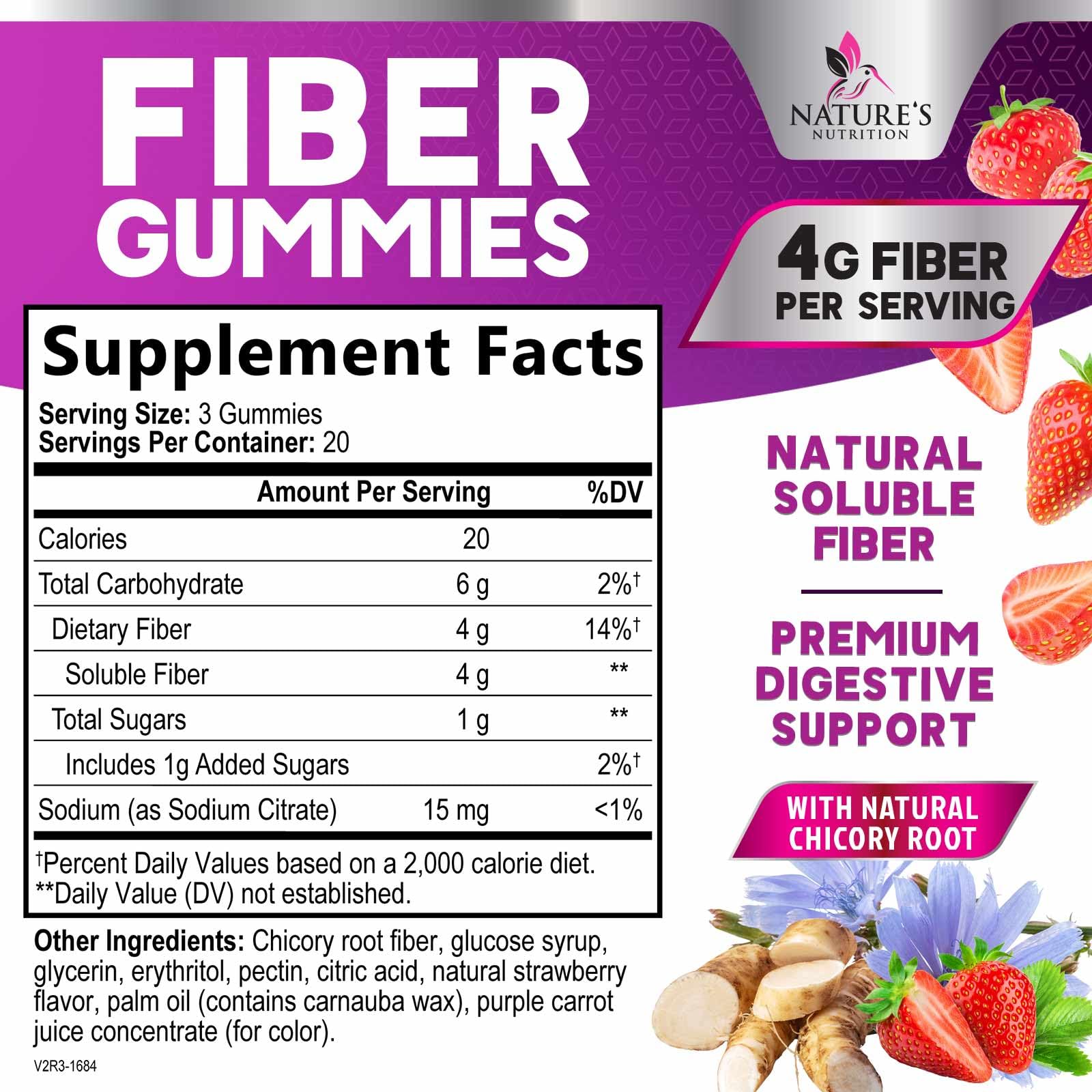 Fiber Gummies for Adults - Soluble Fiber 4g Per Serving - Plant-Based Prebiotic Fiber Supplement for Digestive Health, Gut Health, & Regularity Support - Vegan Gummy - Maple Wellness Supplements