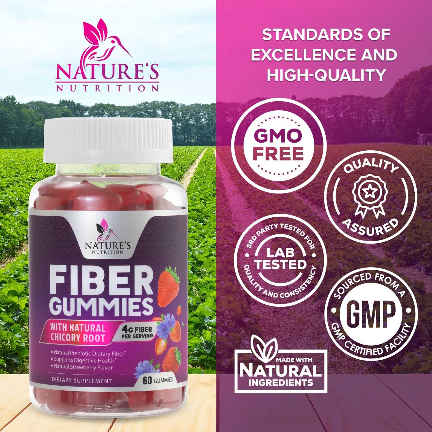 Fiber Gummies for Adults - Soluble Fiber 4g Per Serving - Plant-Based Prebiotic Fiber Supplement for Digestive Health, Gut Health, & Regularity Support - Vegan Gummy - Maple Wellness Supplements