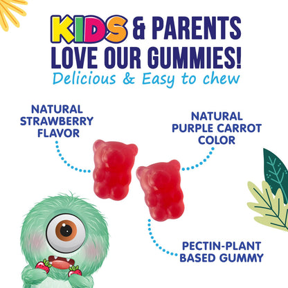 Fiber Gummies for Kids 4g Per Serving - Daily Fiber Gummy Supplement for Kids - Soluble Inulin Prebiotic Gummy for Digestive Health Support - Plant-Based Regularity - Maple Wellness Supplements