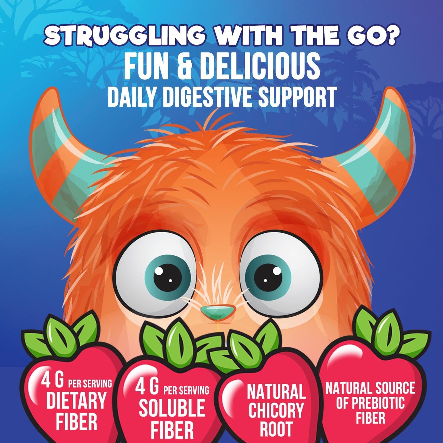 Fiber Gummies for Kids 4g Per Serving - Daily Fiber Gummy Supplement for Kids - Soluble Inulin Prebiotic Gummy for Digestive Health Support - Plant-Based Regularity - Maple Wellness Supplements
