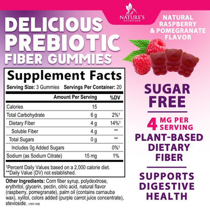 Fiber Gummies – Sugar Free Prebiotic Plant-Based Fiber 4g per Serving Supplement - Improved Soluble Formula Supports Digestive Health & Regularity - Non-GMO, - Maple Wellness Supplements