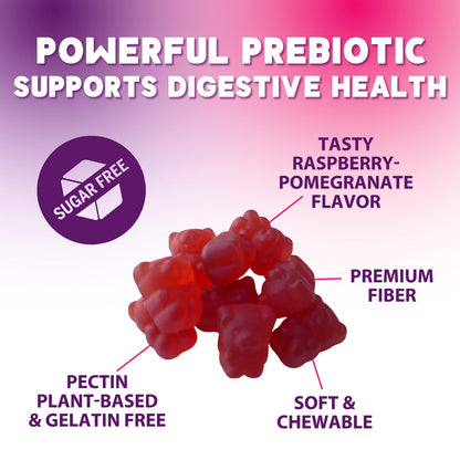 Fiber Gummies – Sugar Free Prebiotic Plant-Based Fiber 4g per Serving Supplement - Improved Soluble Formula Supports Digestive Health & Regularity - Non-GMO, - Maple Wellness Supplements