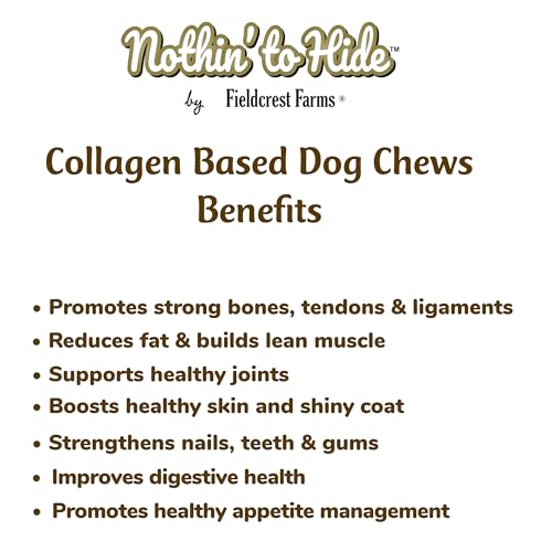 Fieldcrest Farms Nothin’ to Hide Collagen & Bully Small Rolls, 5 Inch, Beef Bully Flavor, Highly Digestible Chews That Support Skin, Coat, Joints & Muscles, for Moderate Chewers Under 25 Lbs, 2 Pack - Maple Wellness Supplements