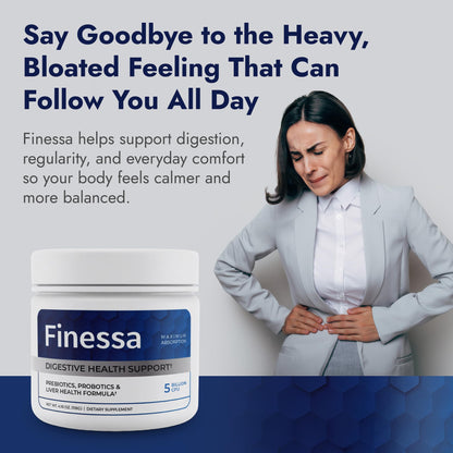 Finessa Digestive Probiotic Drink - 2in1 Digestive Health, Liver Cleanse Detox & Repair | Constipation, Gas and Bloating Relief | Gut Health Blend with Prebiotics & Probiotics - Maple Wellness Supplements