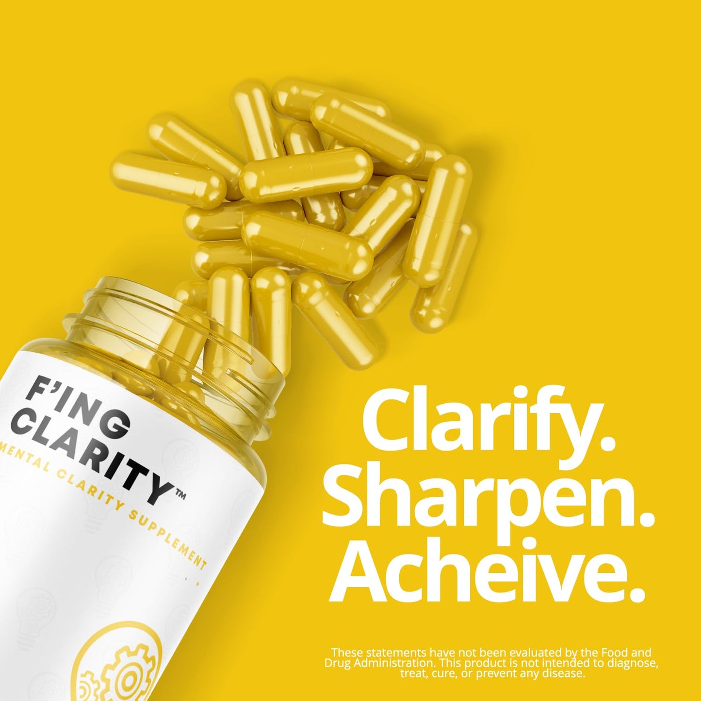 F'ing Clarity - Clarity, Memory + Brain Boosting Nootropic Supplement | Bacopa Extract, Phosphatidylserine 20%, Gingko Biloba Extract, Rhodiola Rosea Extract, DMAE Bitrartrate, B-12, Huperzine A - Maple Wellness Supplements