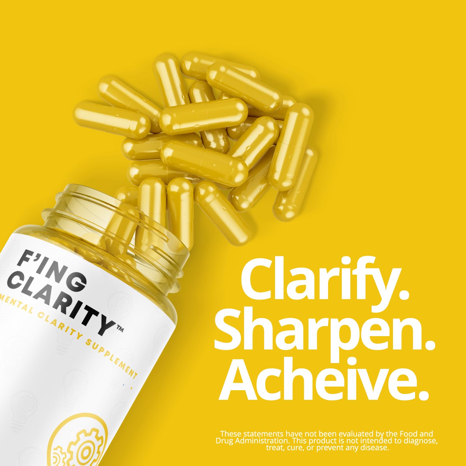F'ing Clarity - Clarity, Memory + Brain Boosting Nootropic Supplement | Bacopa Extract, Phosphatidylserine 20%, Gingko Biloba Extract, Rhodiola Rosea Extract, DMAE Bitrartrate, B-12, Huperzine A - Maple Wellness Supplements
