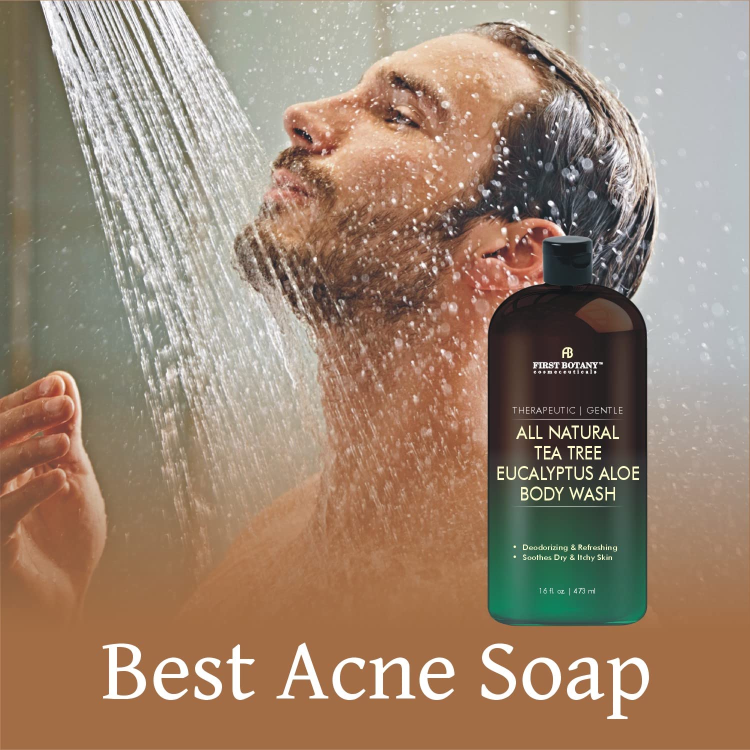 First Botany, ALL Natural Body Wash - Fights Body Odor, Athlete's Foot, Jock Itch, Nail Issues, Dandruff, Acne, Eczema - Maple Wellness Supplements
