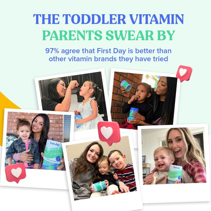 FIRST DAY Toddler Multivitamin Gummies (Ages 2-3)| Kids Multivitamin Gummies with Vitamins A C D3, B2, B12, Choline, Folate and 21 Organic Superfoods| (30 Day Supply) - Maple Wellness Supplements