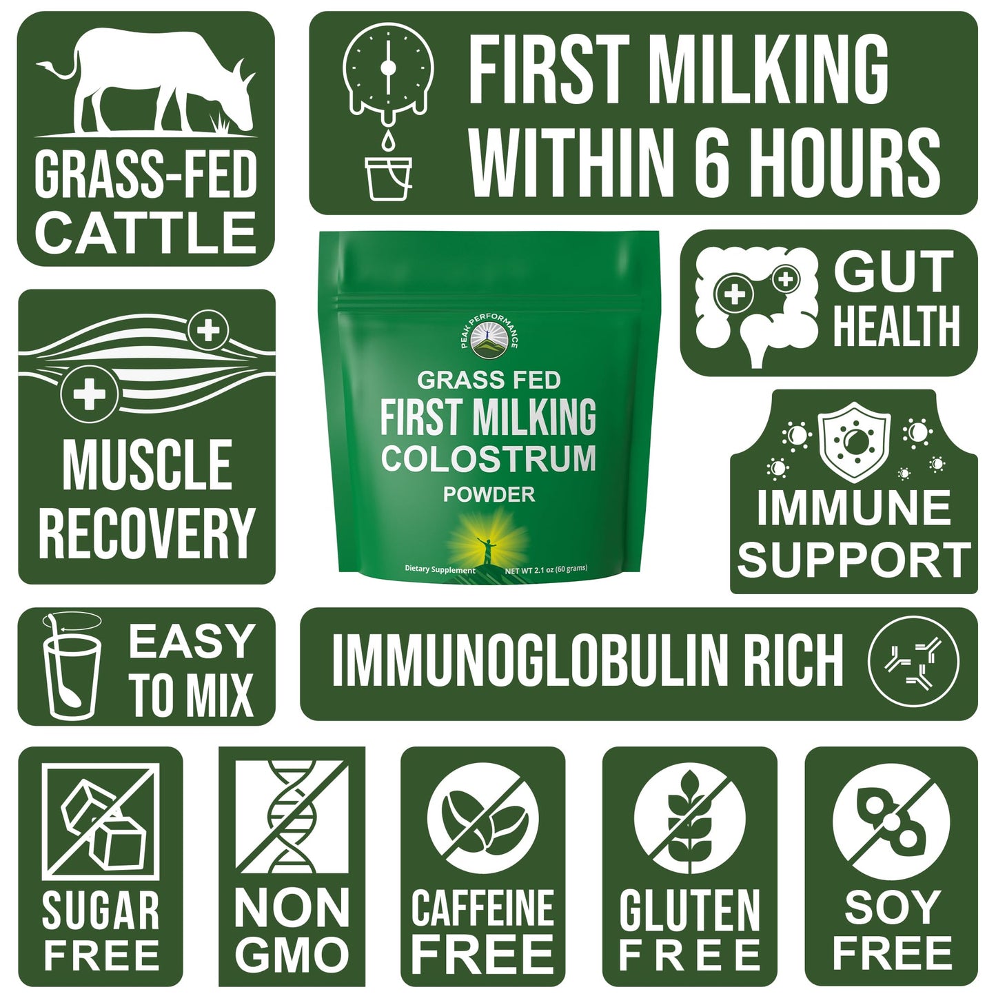 First Milking Colostrum Powder from Grass Fed USA Cows Milked Within 6 Hours of Giving Birth to Get the Most Bioactive Nutrients. High Immunoglobulin Non-GMO Bovine Colostrum Supplement for Humans - Maple Wellness Supplements