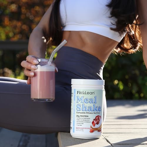 Fit & Lean Meal Shake, Fat Burning Meal Replacement, Protein, Fiber, Probiotics, Strawberry - Maple Wellness Supplements