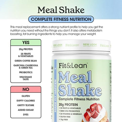 Fit & Lean Meal Shake, Fat Burning Meal Replacement, Protein, Fiber, Probiotics, Strawberry - Maple Wellness Supplements