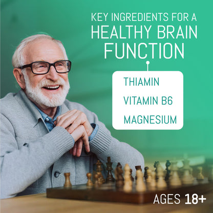 Fitina Brain Supplements for Memory and Focus with Vitamin B6 & Thiamine — High-Dose B Vitamins Nervous System and Cognitive Health Support, Daily Supplement Formula for Adults, 60 Tablets (3-Pack) - Maple Wellness Supplements