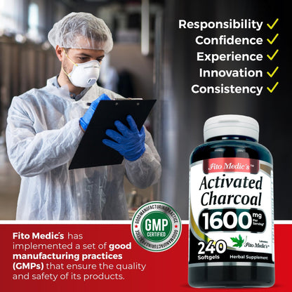 FITO MEDIC'S Lab | Activated Charcoal | 240 caps | Activated Charcoal Pills - Maple Wellness Supplements