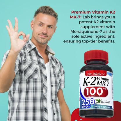 FITO MEDIC'S Lab | Vitamin k2 | k2 Vitamin Supplement | Vitamin k | 250 softgels | 100 mcg | - Maple Wellness Supplements
