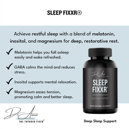 Fixxr Sleep Support by Dr. Amie | with Melatonin, Inositol, and Magnesium | 30 Day Supply, 60 Capsules - Maple Wellness Supplements